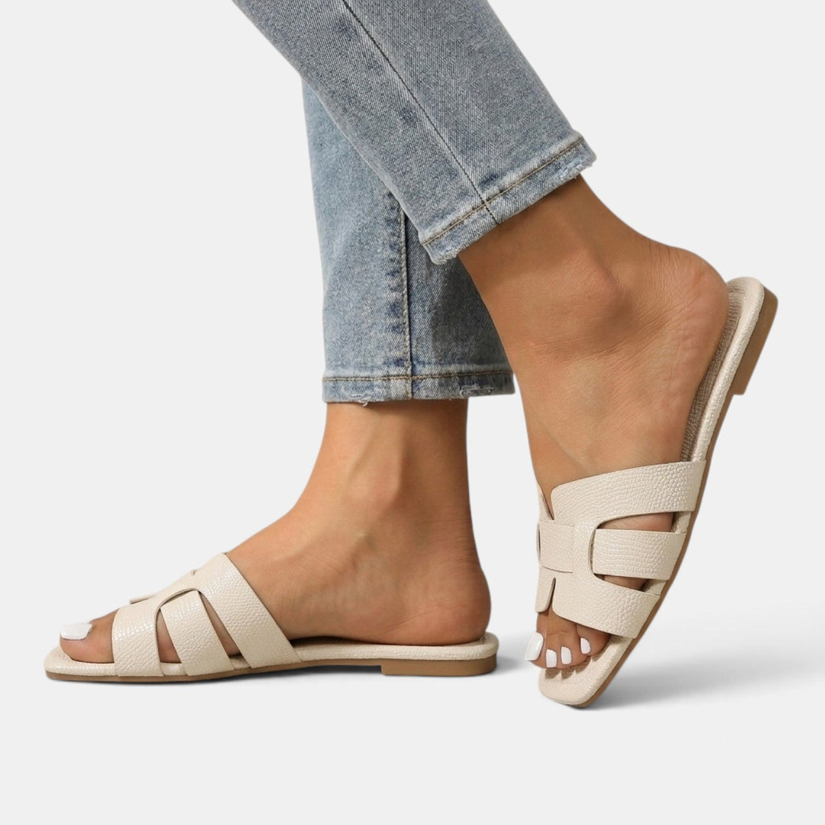 Sandalias Ortopédicas Mujer Premium de Piel – Sandalias Planas con Tira H
