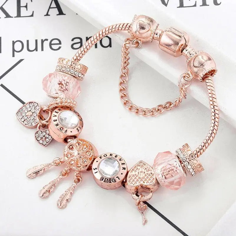 Pulsera Atrapasueños Rosa con Charms Plata