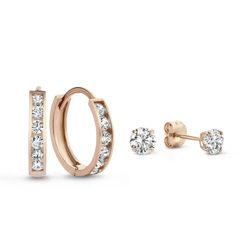 Set de Pendientes Dara Brillane Oro Blanco