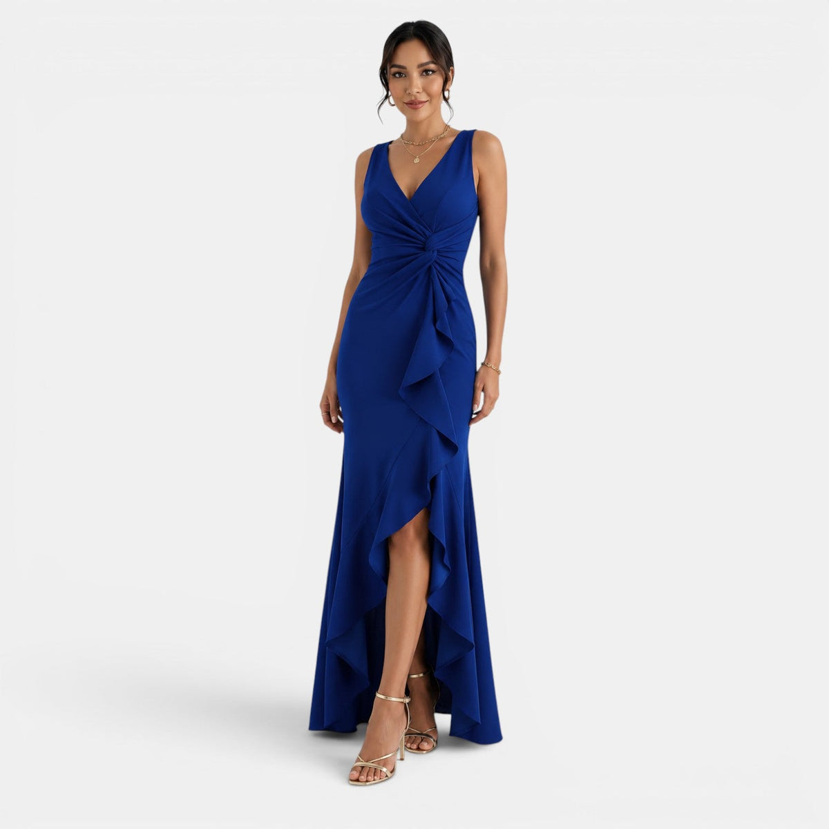 Vestido Fiesta Elegante Azul Mujer