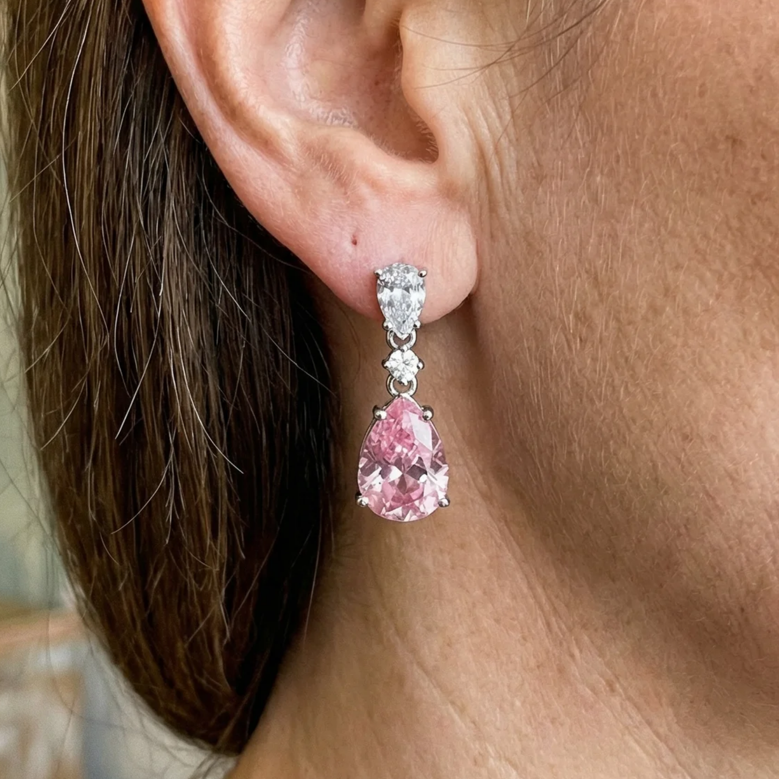 Pendientes Colgantes Mireya Destello Rosa