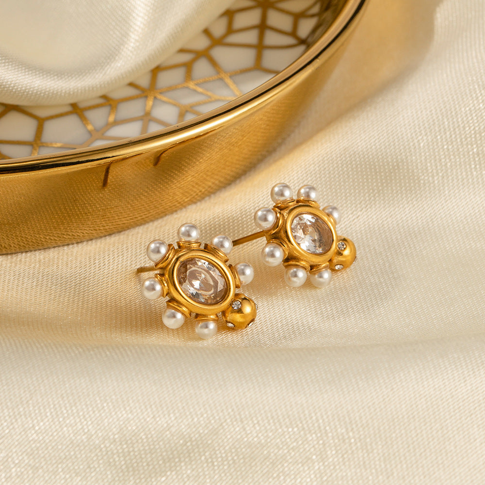 Pendientes Sofisticados Oro con Perla