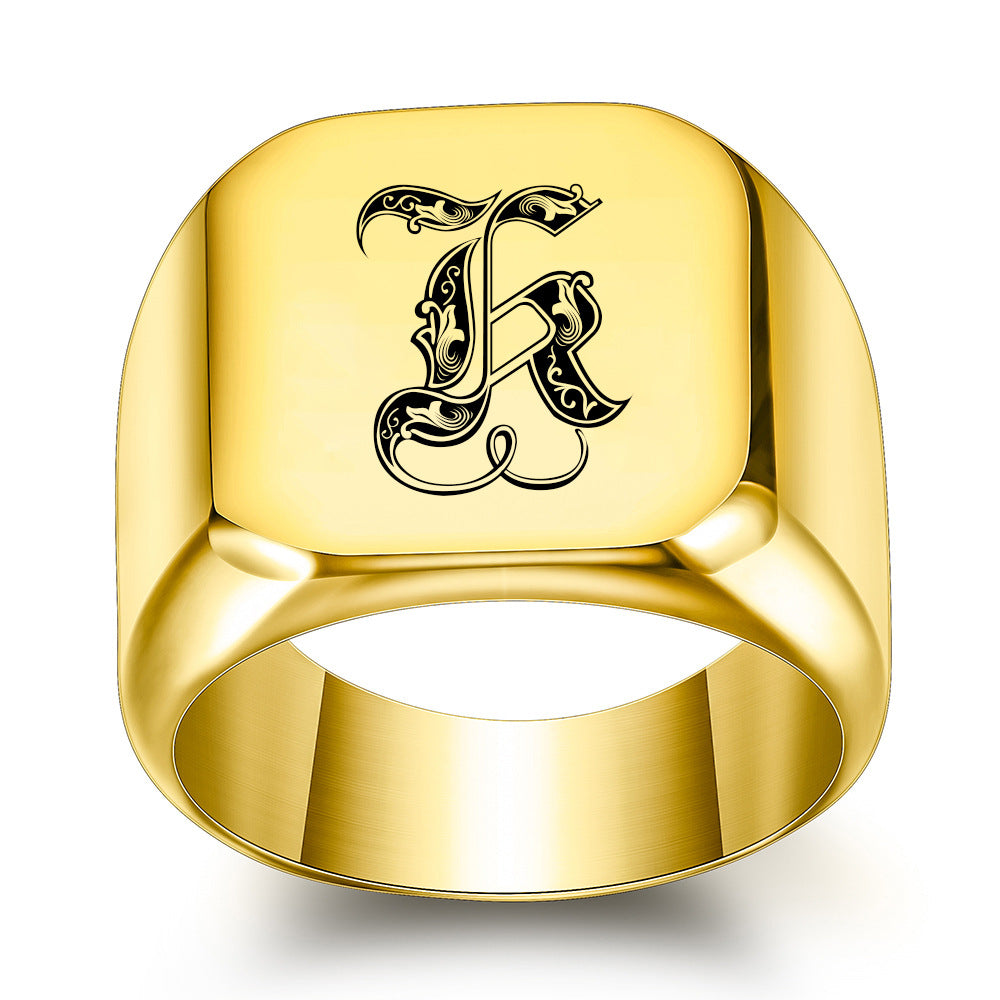 Anillo Clásico con Inicial Noble Oro