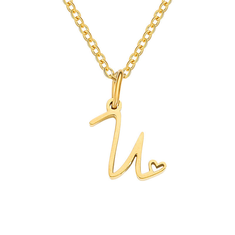 Collar Inicial en Corazón Oro