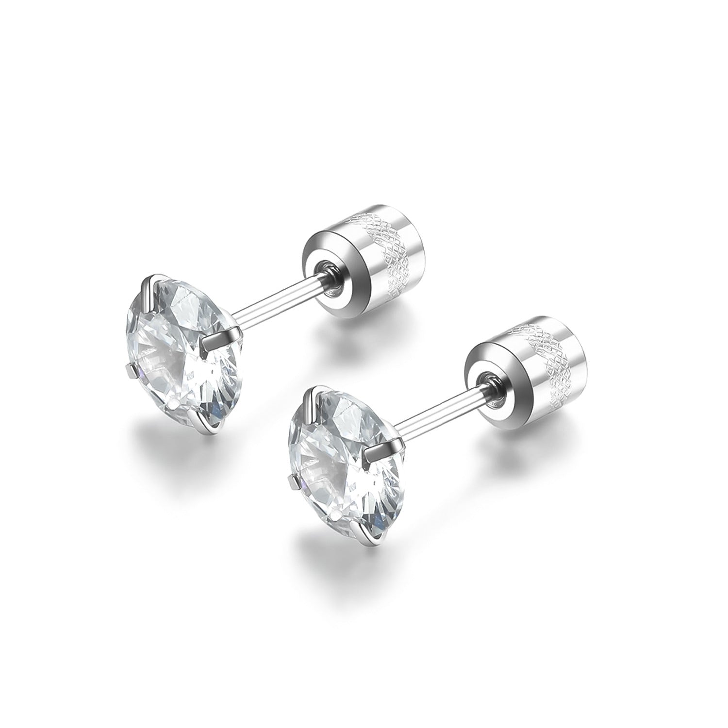 Pendientes Solitario Clásico Oro Blanco