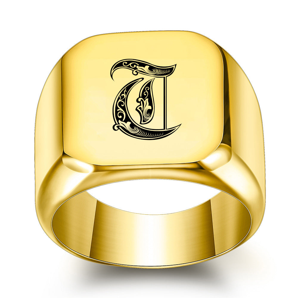 Anillo Clásico con Inicial Noble Oro