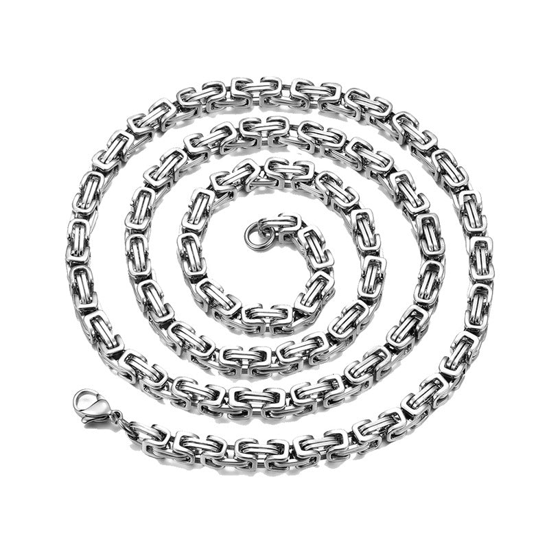Collar de Cadena Bizantina Korvin Oro Blanco