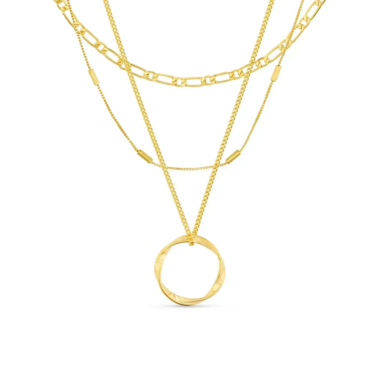 Collar Aro Tres Filas en Oro