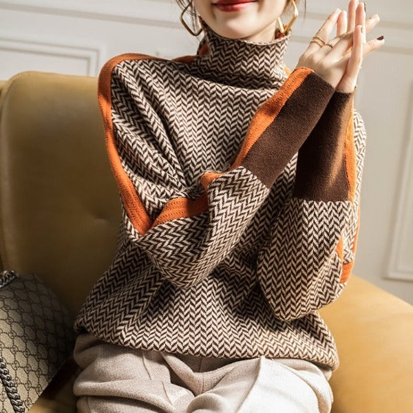 Vanessa | Turtleneck Sweater with Bold Stripes
