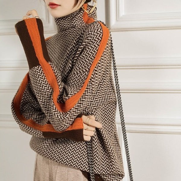 Vanessa | Turtleneck Sweater with Bold Stripes