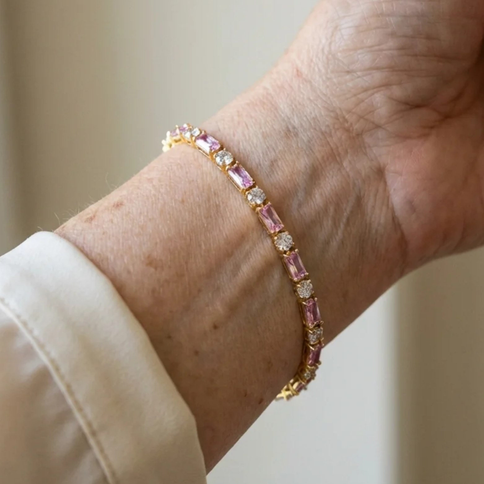 Pulsera Tenis Peonía Destello