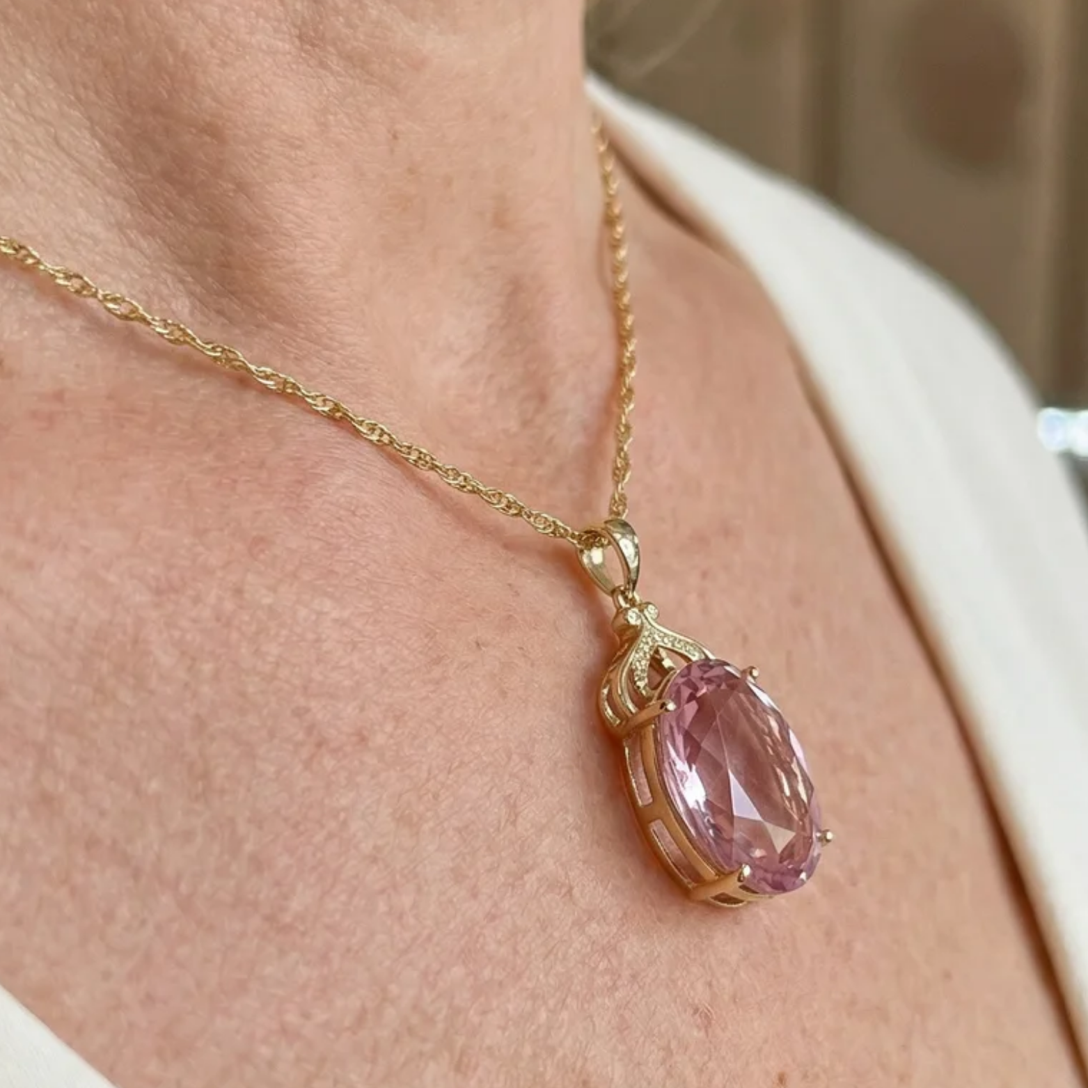 Collar Ovalado Imperial Zafiro Rosa