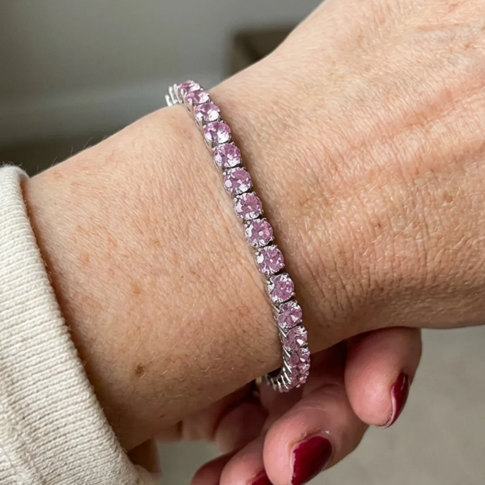 Pulsera Tenis Zafiro Rosa