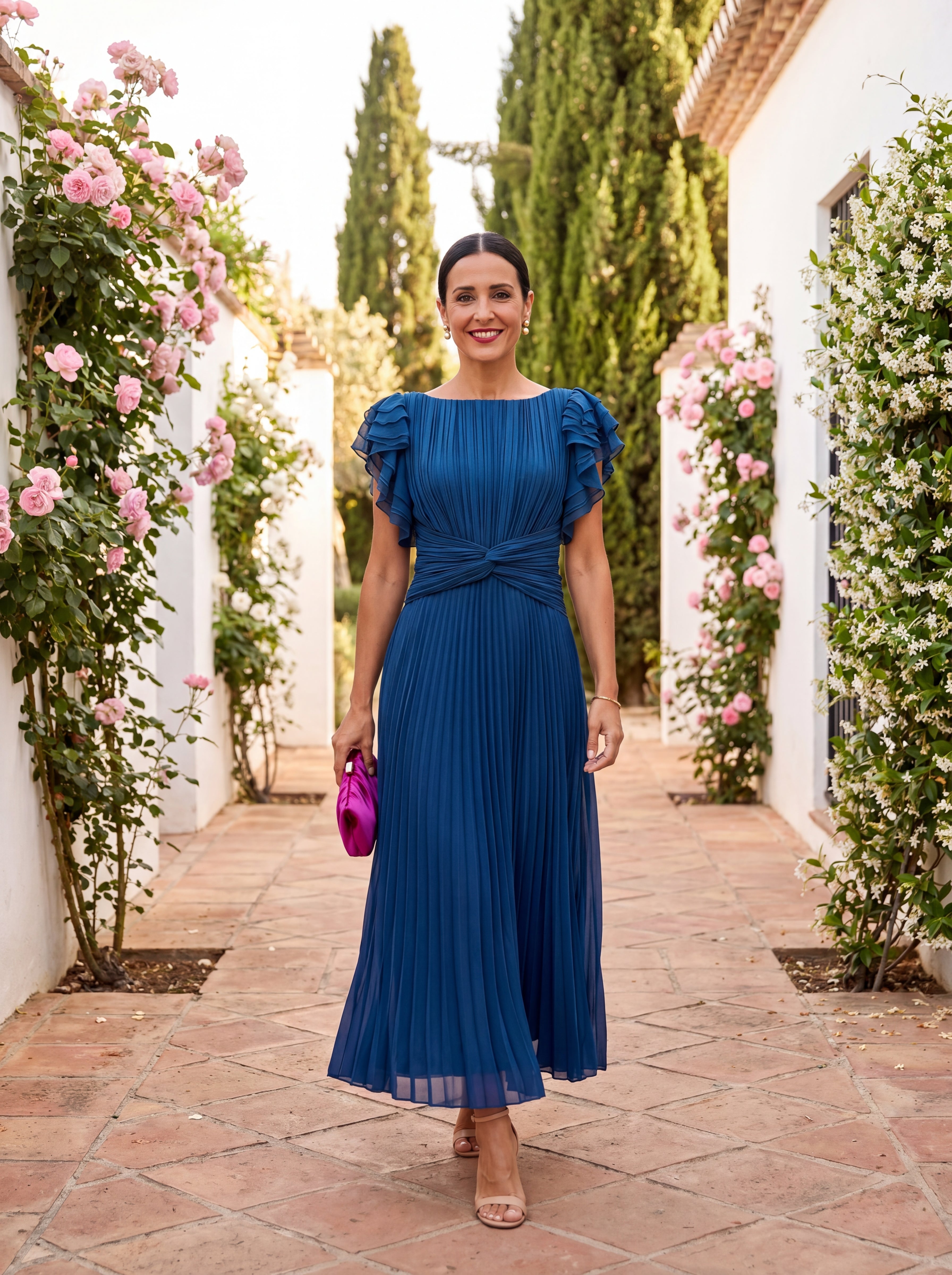 Roxane | Vestido Largo Plisado de Fiesta