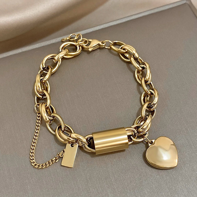 Pulsera Corazón Grueso Oro