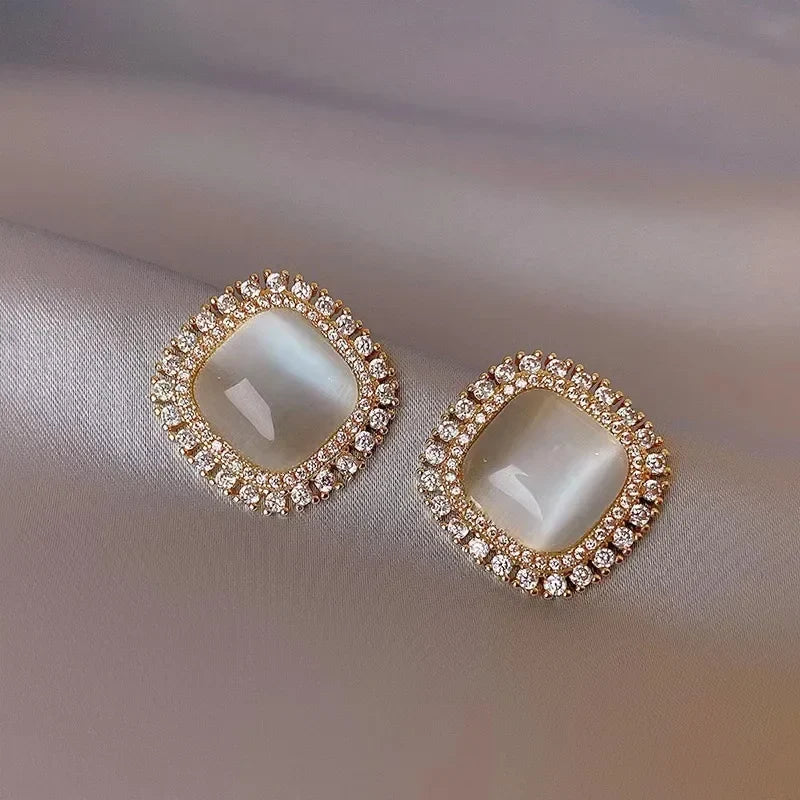 Pendientes Chic Cuadrados Ópalo y Zirconios