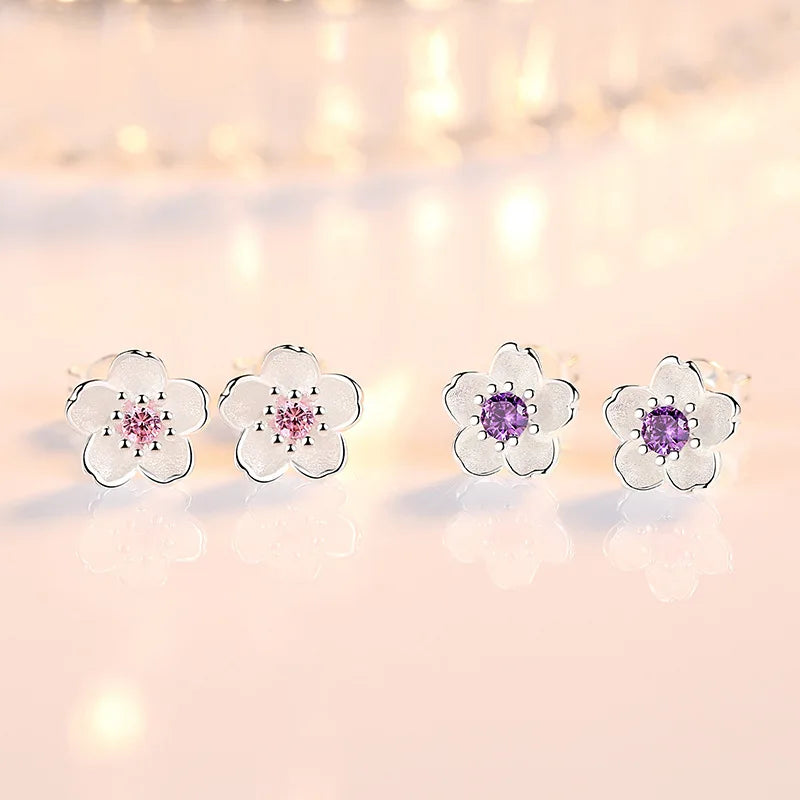 Pendientes Botón Flor con Zirconios