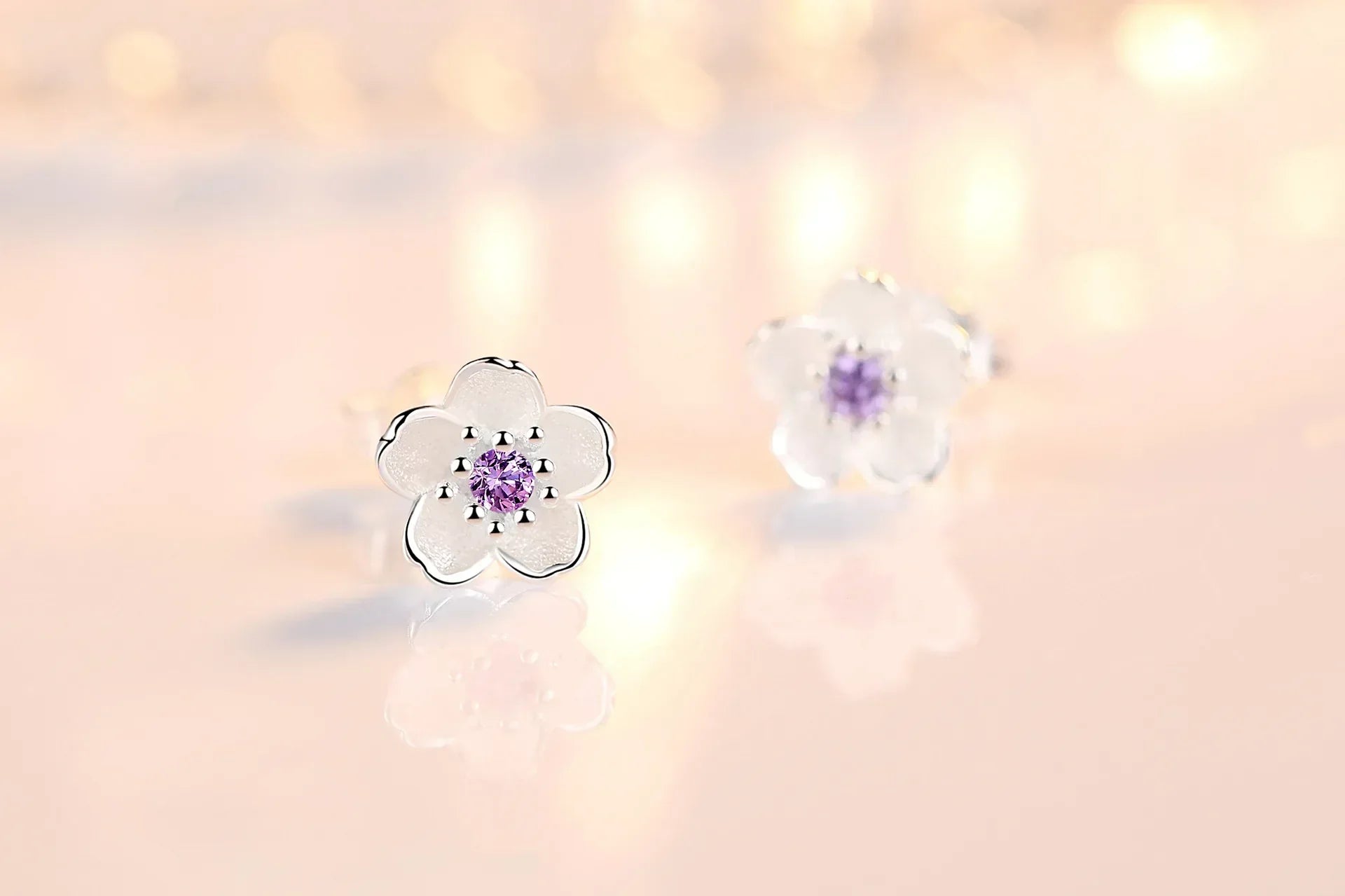 Pendientes Botón Flor con Zirconios