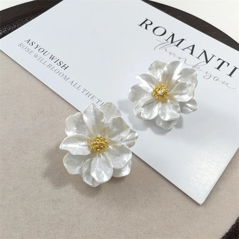 Pendientes Botón Chic Acrílico Blanco