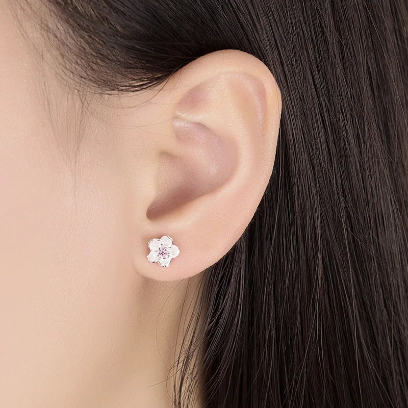 Pendientes Botón Flor con Zirconios