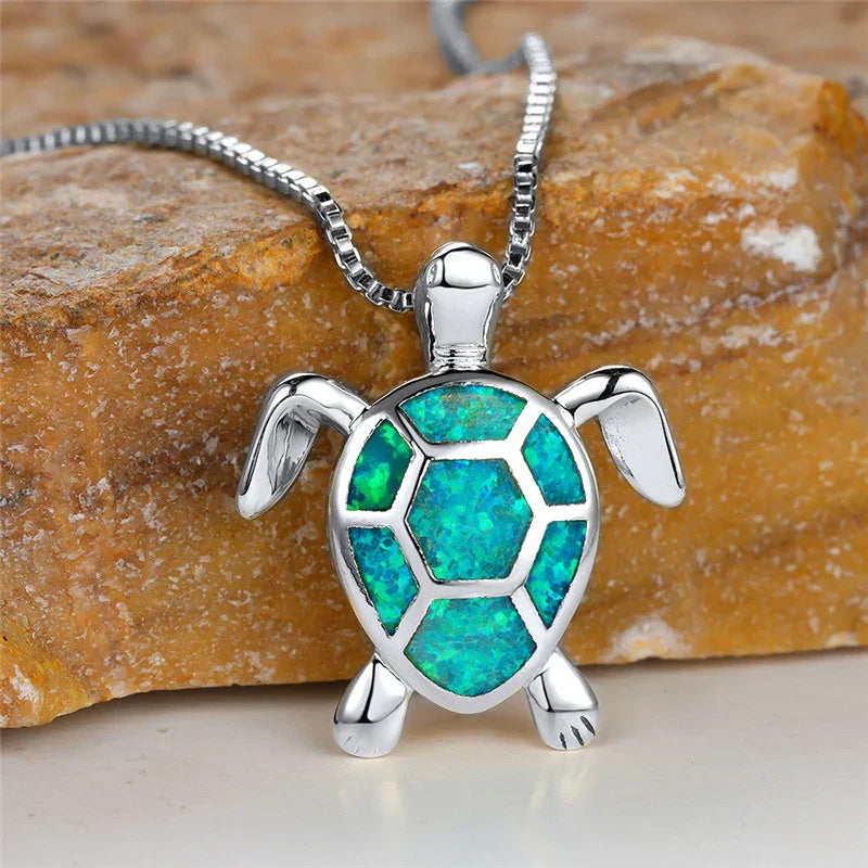 Colgante Tortuga Ópalo de Fuego Verde Vintage Oro