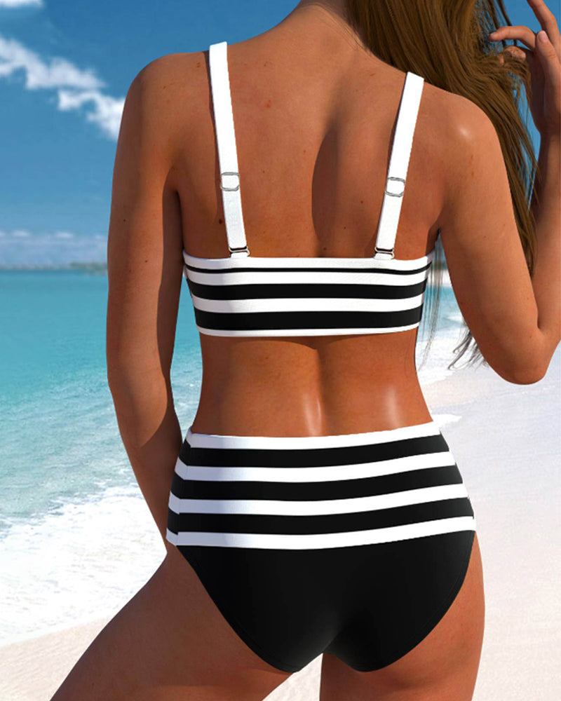 Island Glow | Bikini a righe a vita alta