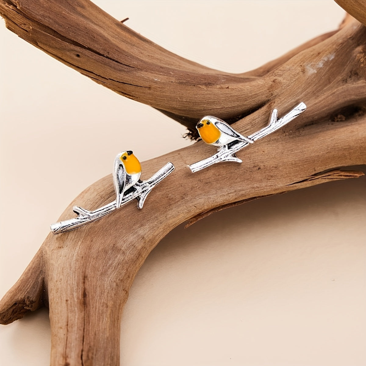 Pendientes Dibujo Pájaro en Plata