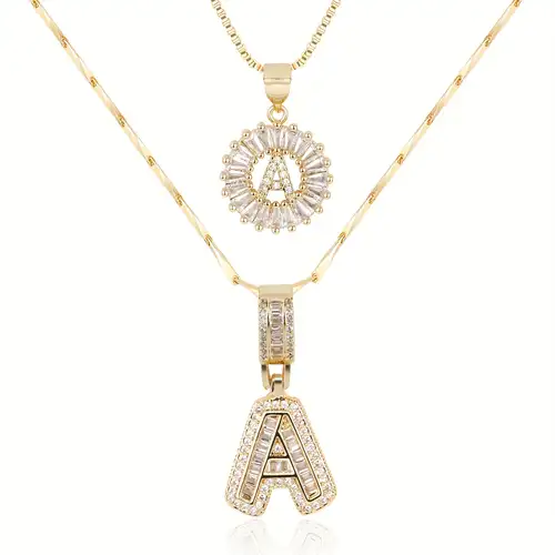 Set de Collares Inicial Pavé Oro Blanco