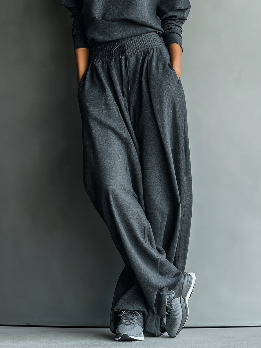 Carlotta | Conjunto de Punto Antracita con Pantalón Ancho