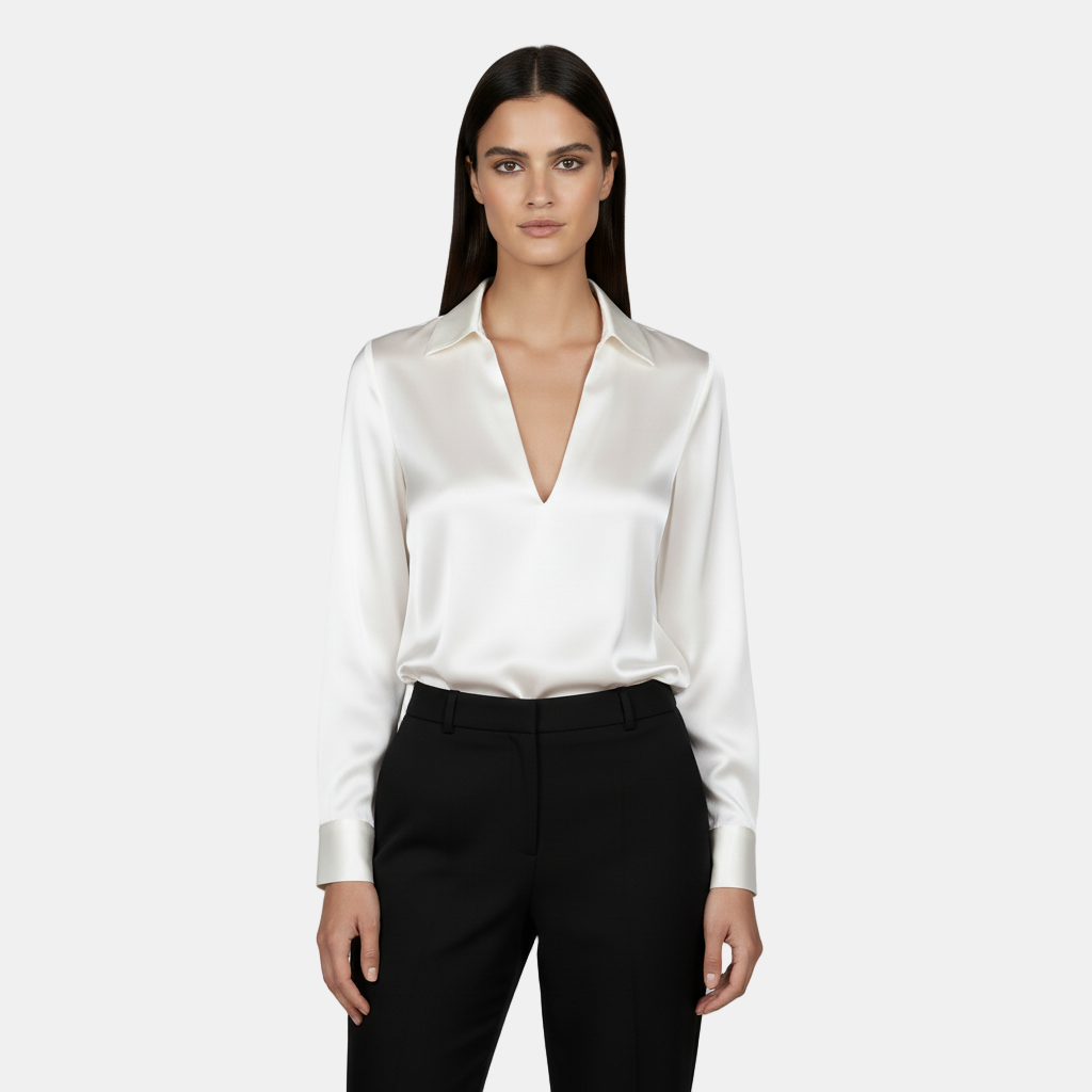 Camicia a maniche lunghe da donna - Scollo a V, elegante