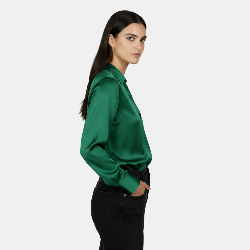 Camicia a maniche lunghe da donna - Scollo a V, elegante
