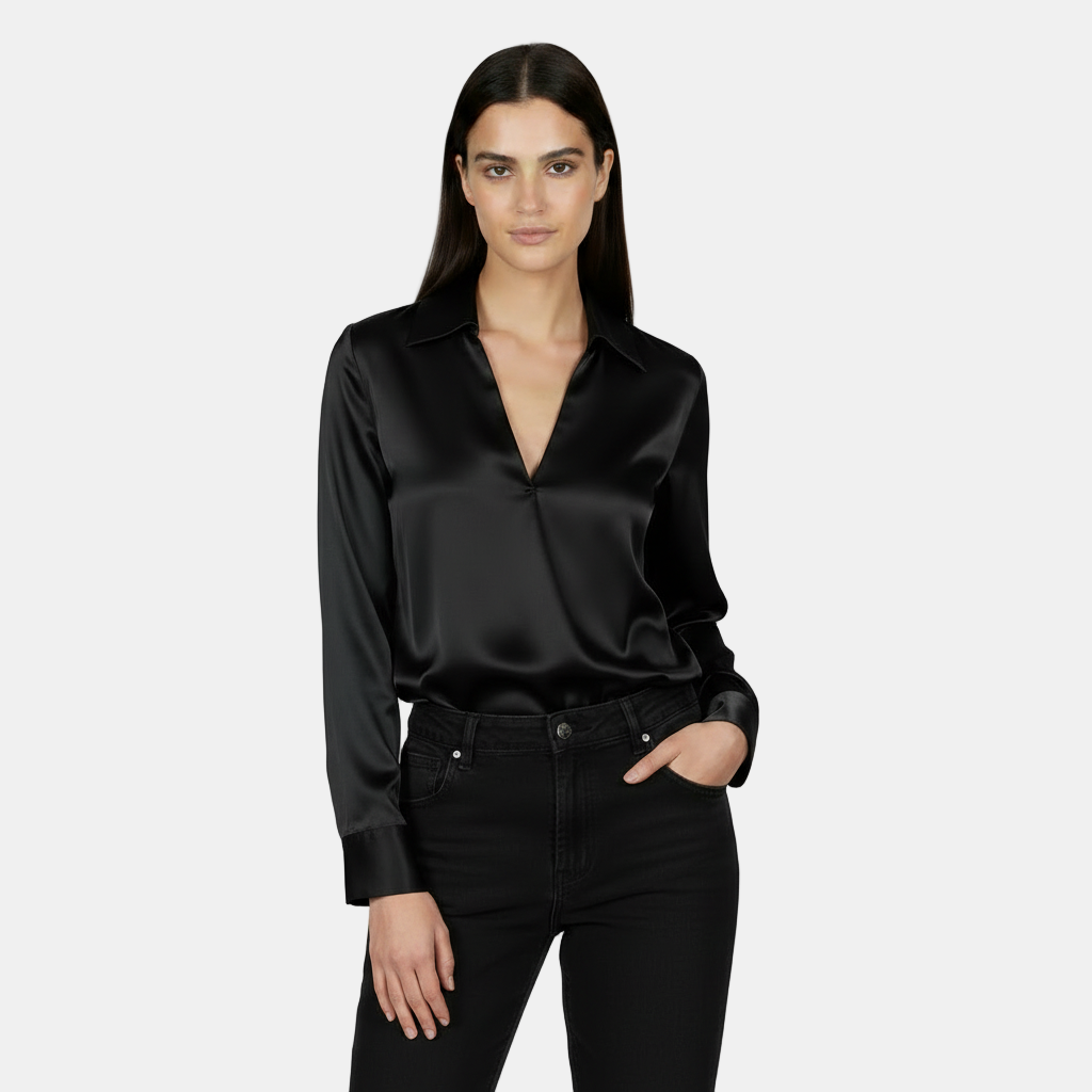 Camicia a maniche lunghe da donna - Scollo a V, elegante