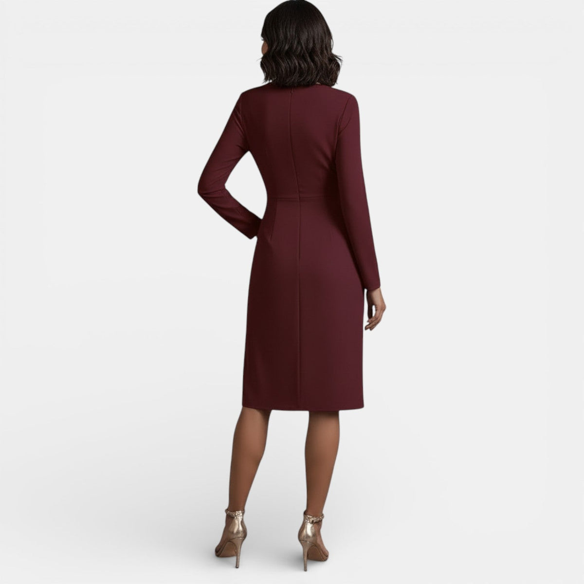 Vestido Midi Elegante de Mujer con Escote en V