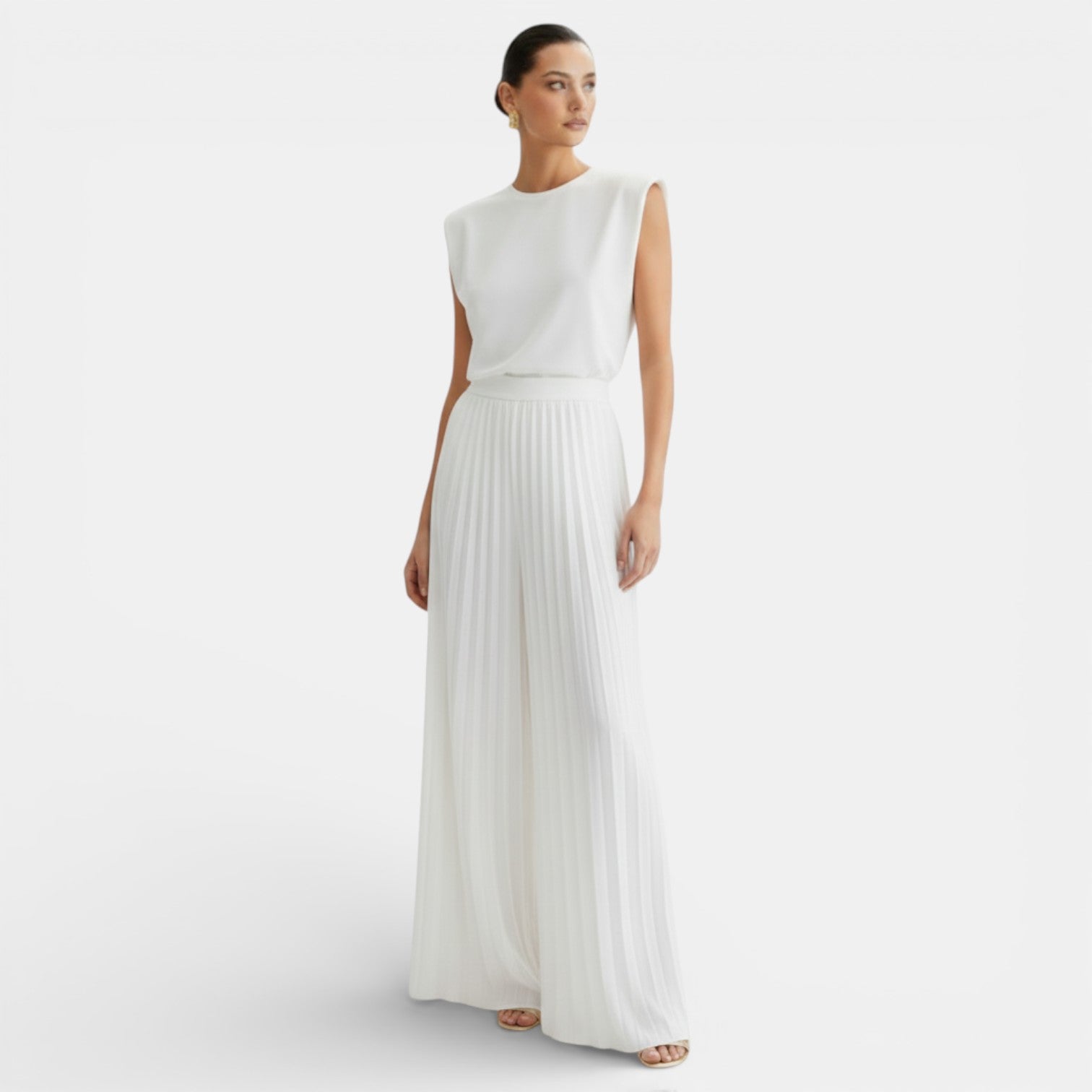 Women's Sleeveless Set with Wide Leg Pants