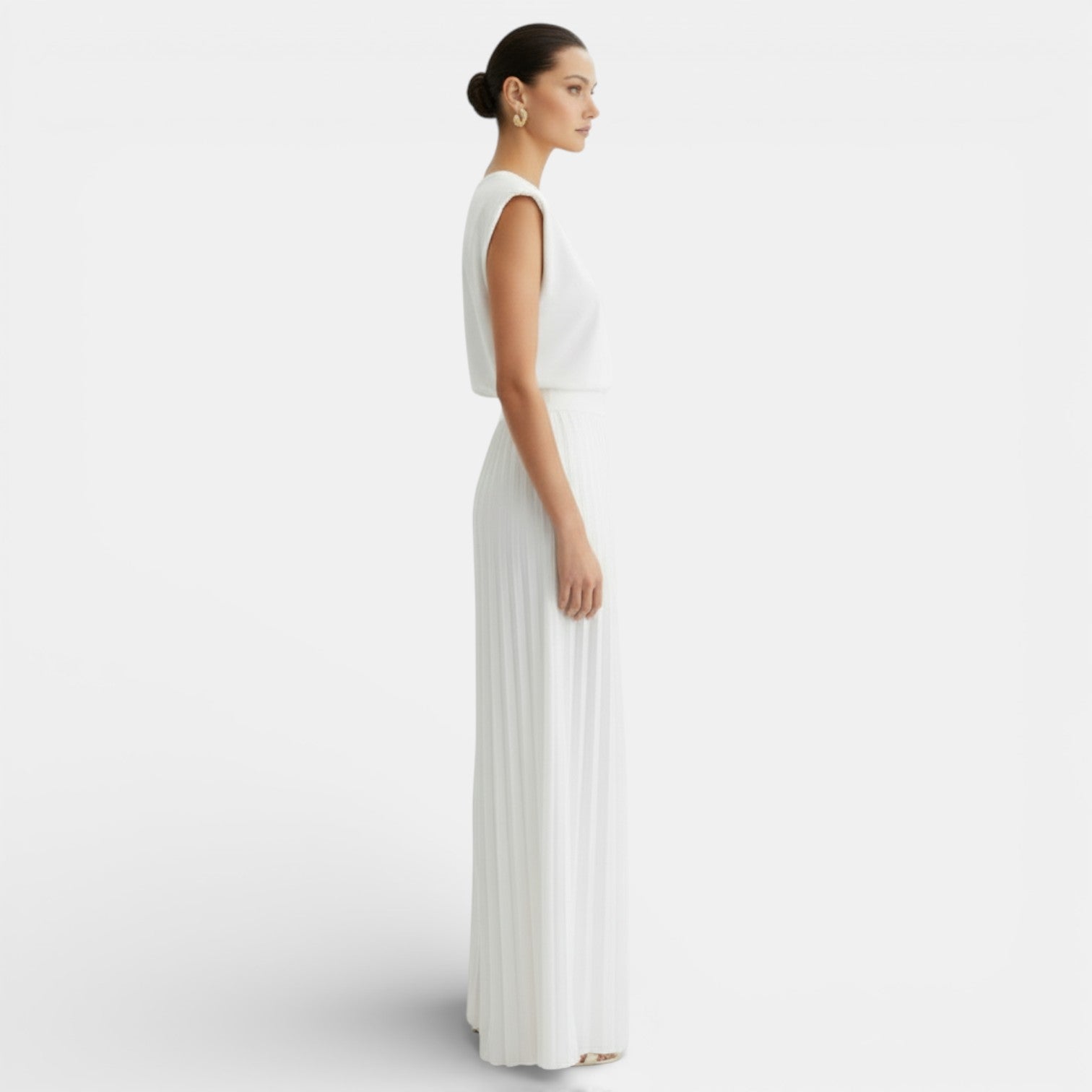 Women's Sleeveless Set with Wide Leg Pants