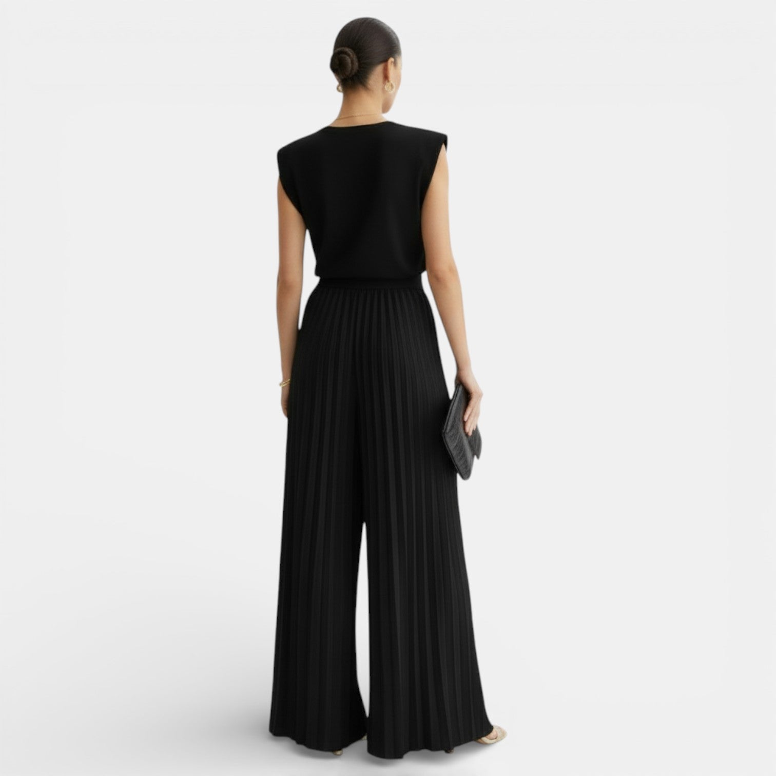 Women's Sleeveless Set with Wide Leg Pants