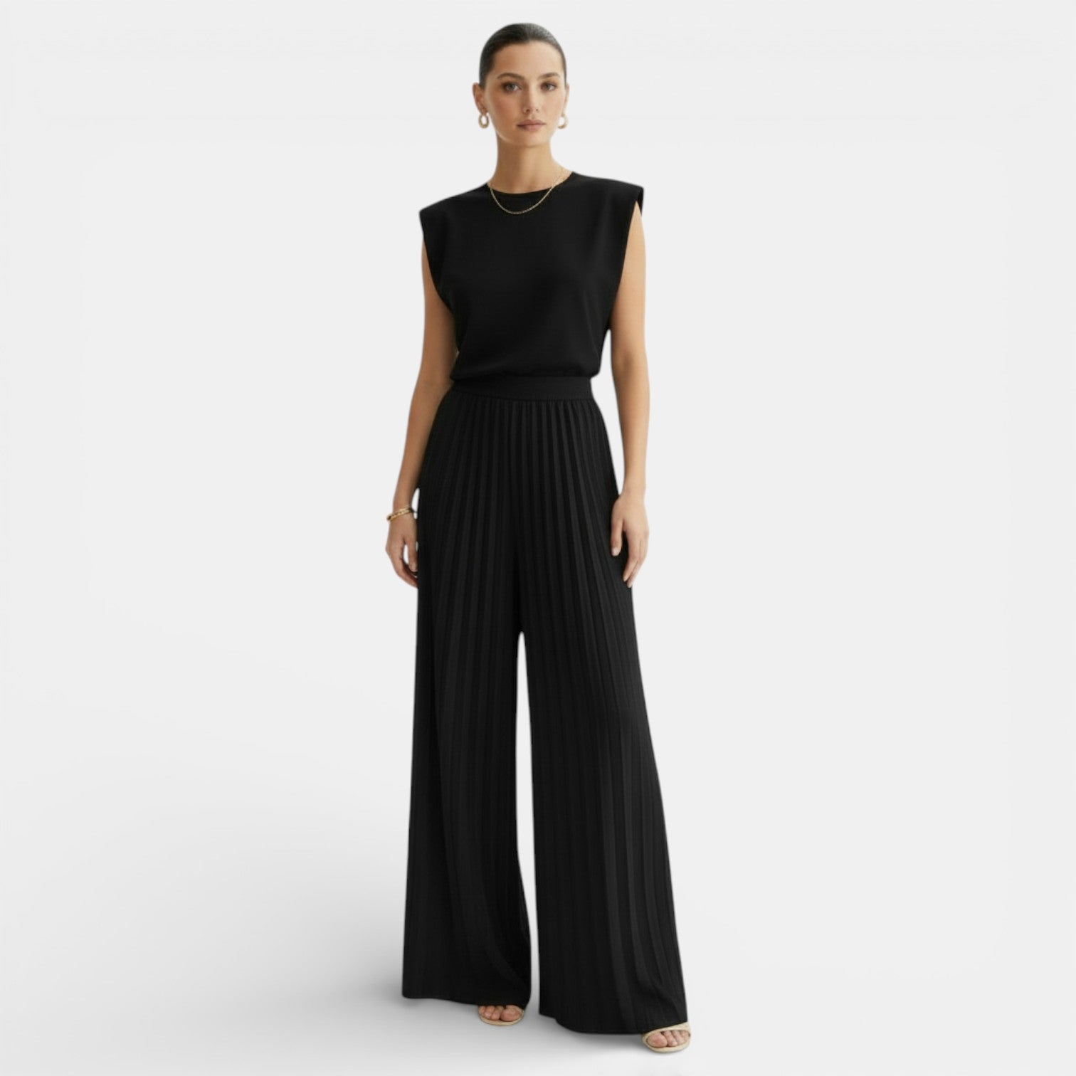 Women's Sleeveless Set with Wide Leg Pants