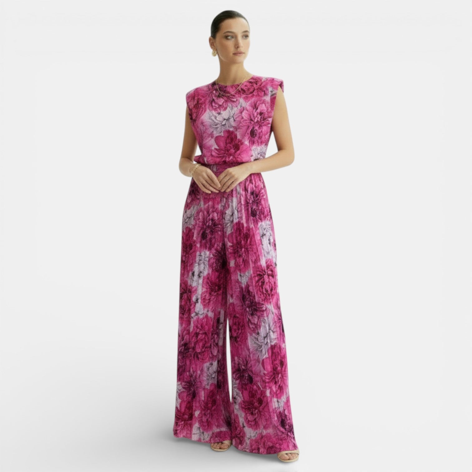 Women's Sleeveless Set with Wide Leg Pants