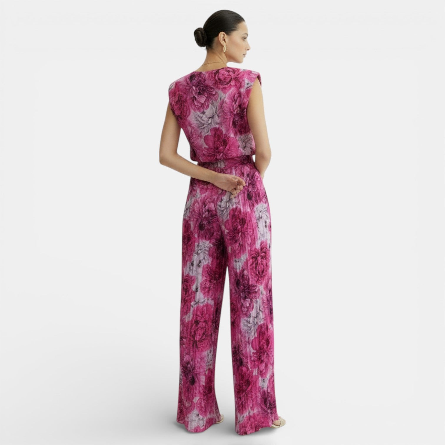Women's Sleeveless Set with Wide Leg Pants