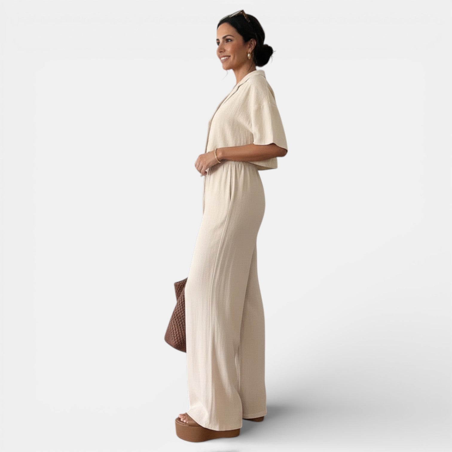 Women's Cotton and Linen Two-Piece Pajamas