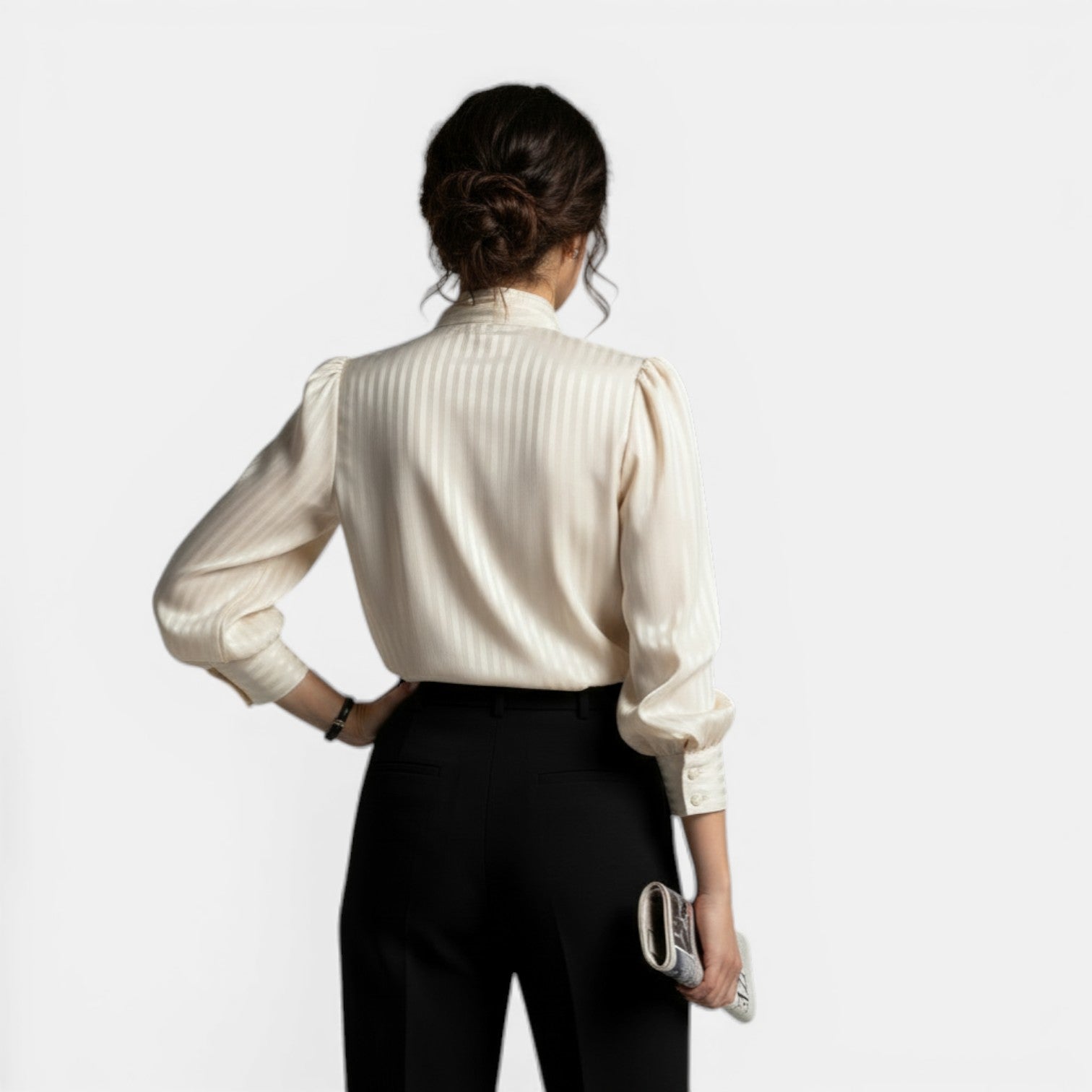 Camicia a righe da donna, slim fit, elegante, primaverile, casual
