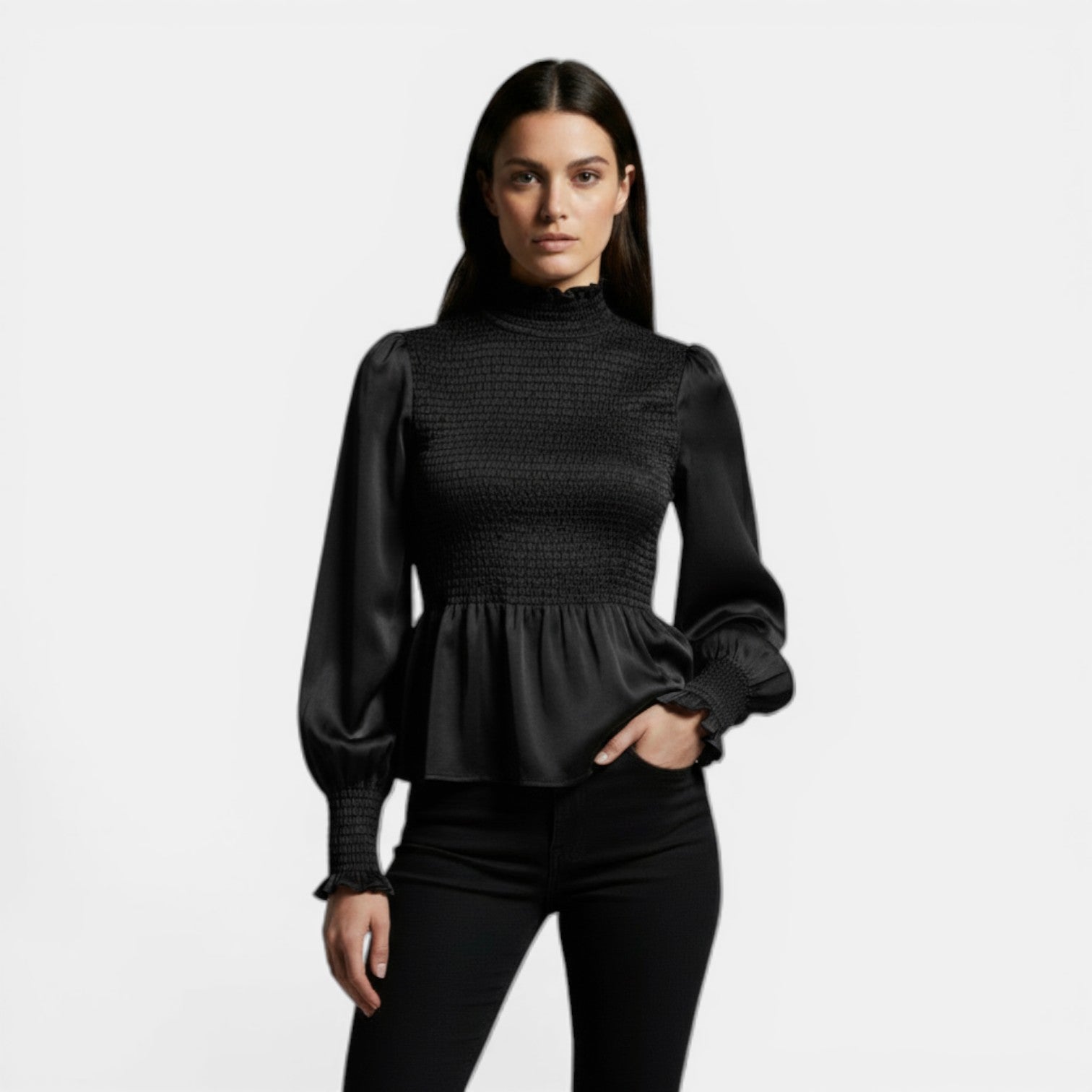 Women's Elegant High Neck Long Sleeve Casual T-Shirt