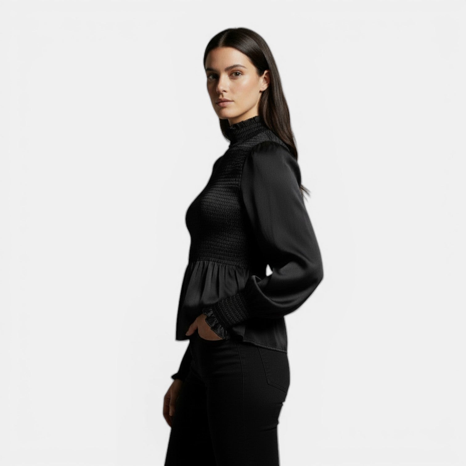 Women's Elegant High Neck Long Sleeve Casual T-Shirt
