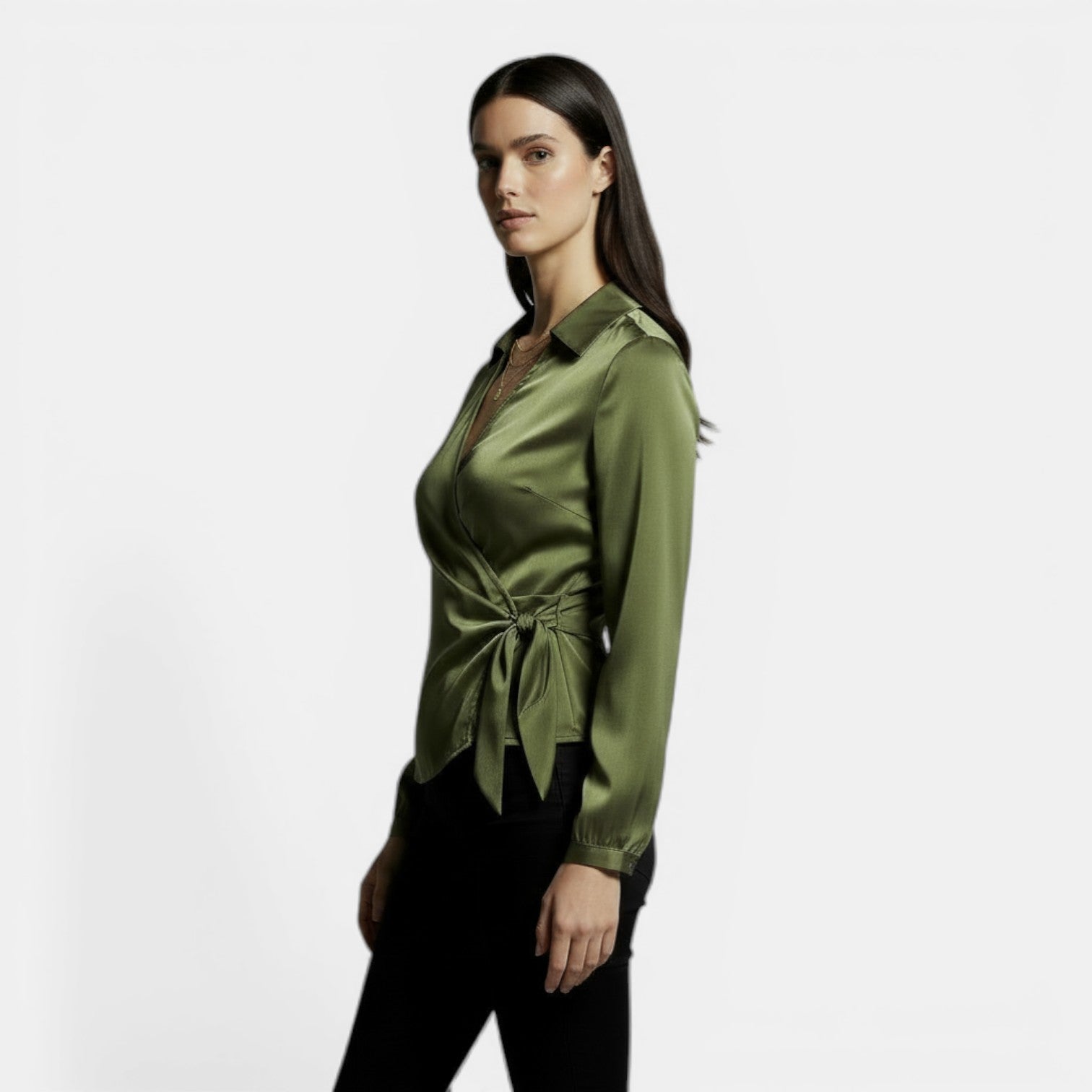 Blusa Raso Donna Manica Lunga Premium