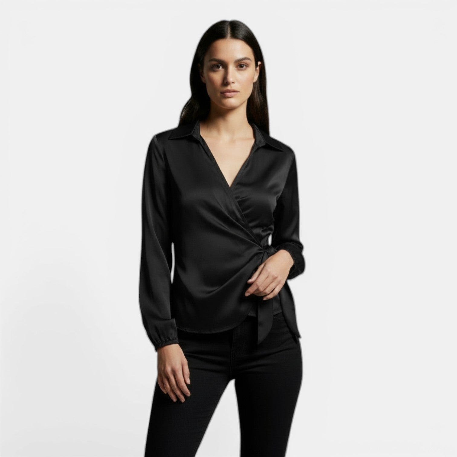 Blusa Raso Donna Manica Lunga Premium
