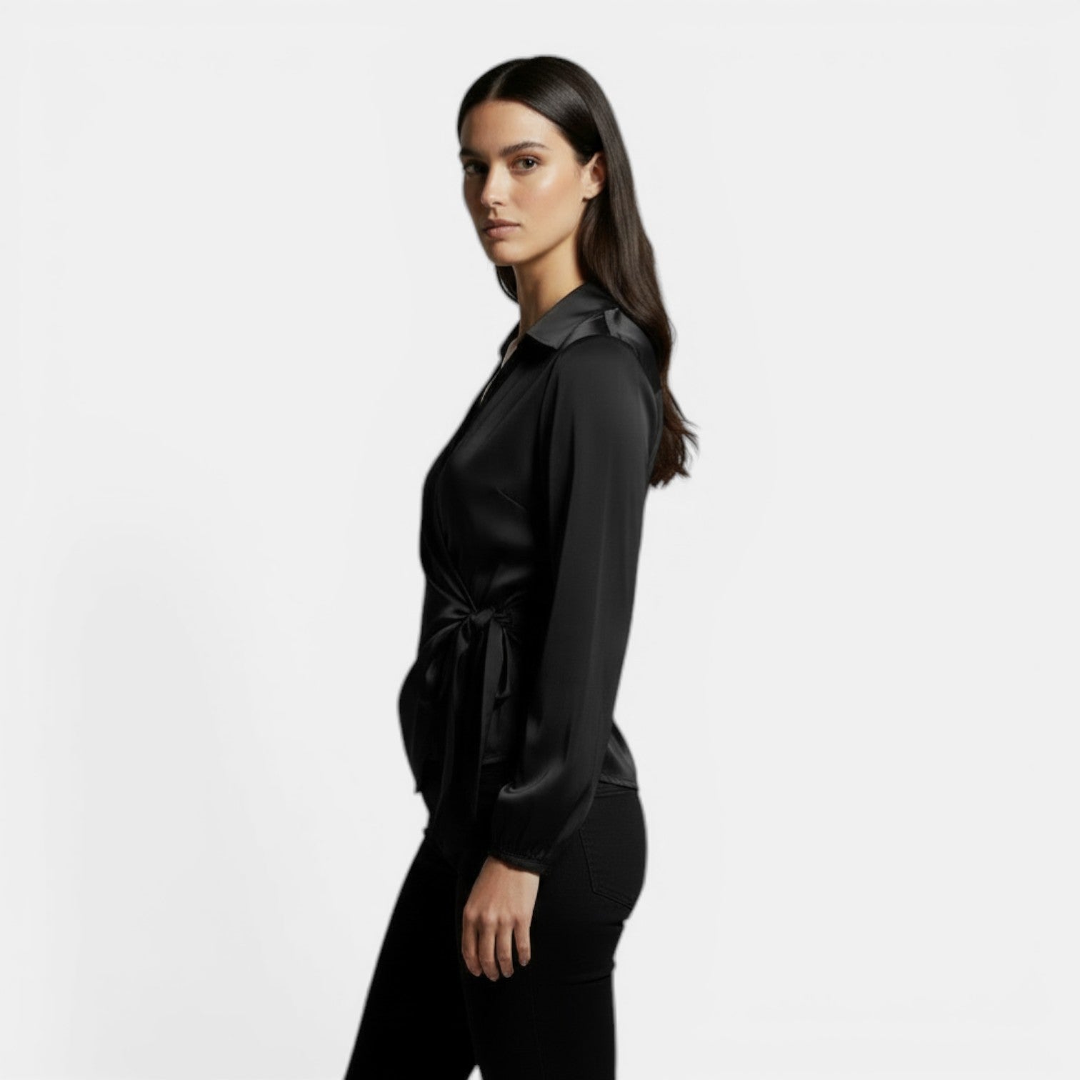 Blusa Raso Donna Manica Lunga Premium