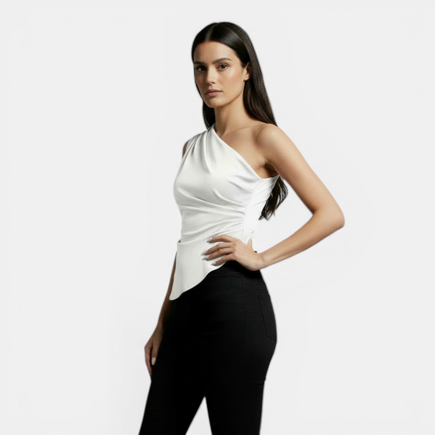 Top Incrociato Elegante Donna Primavera Slim Fit Moda Chic