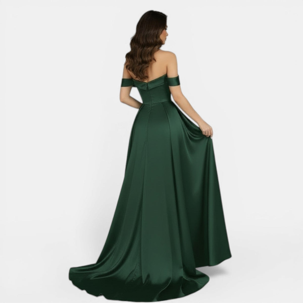 Vestido de Fiesta Off-Shoulder con Abertura Alta