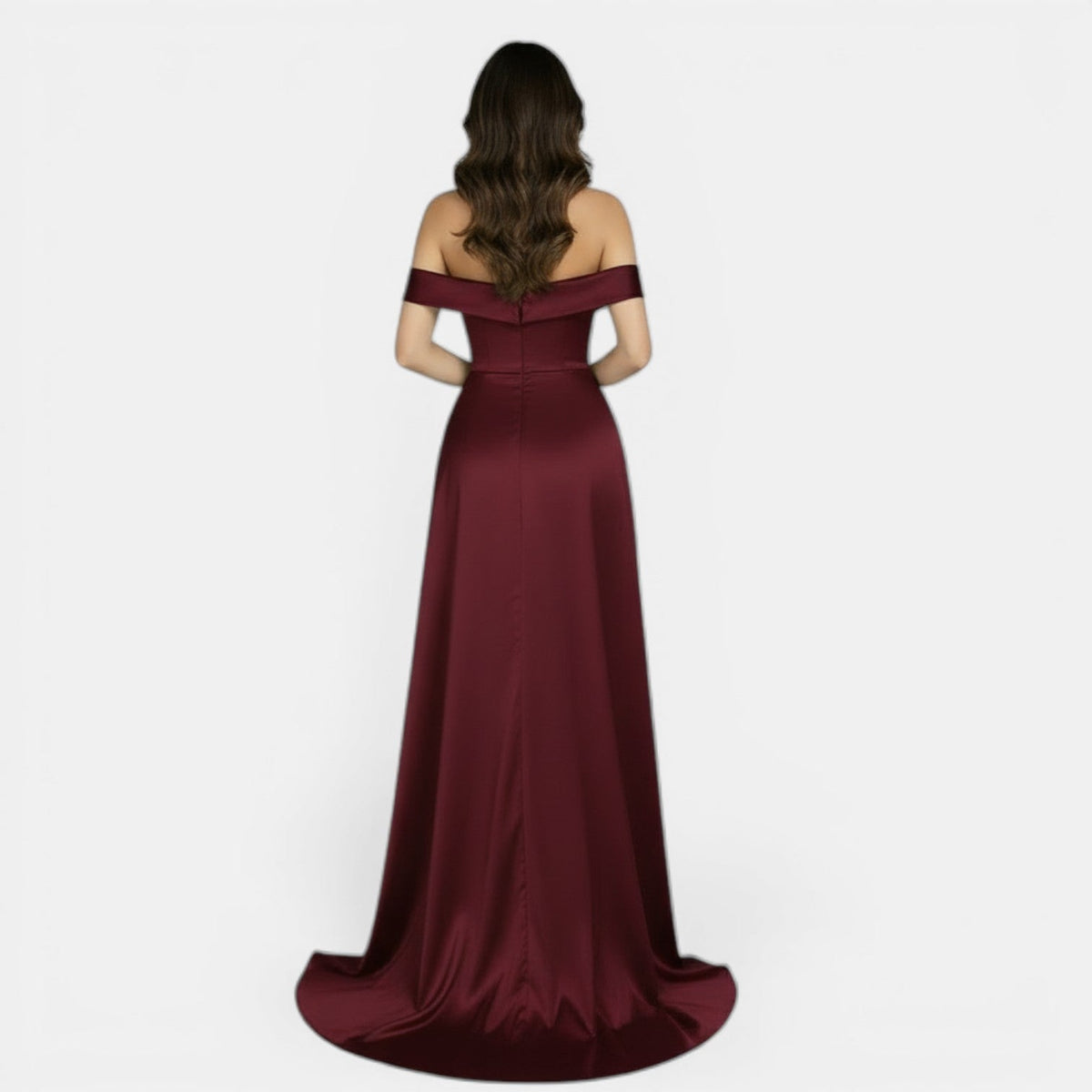 Vestido de Fiesta Off-Shoulder con Abertura Alta