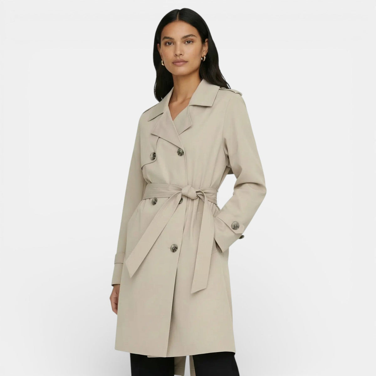 Gabardina Mujer Doble Botonadura Midi Entretiempo